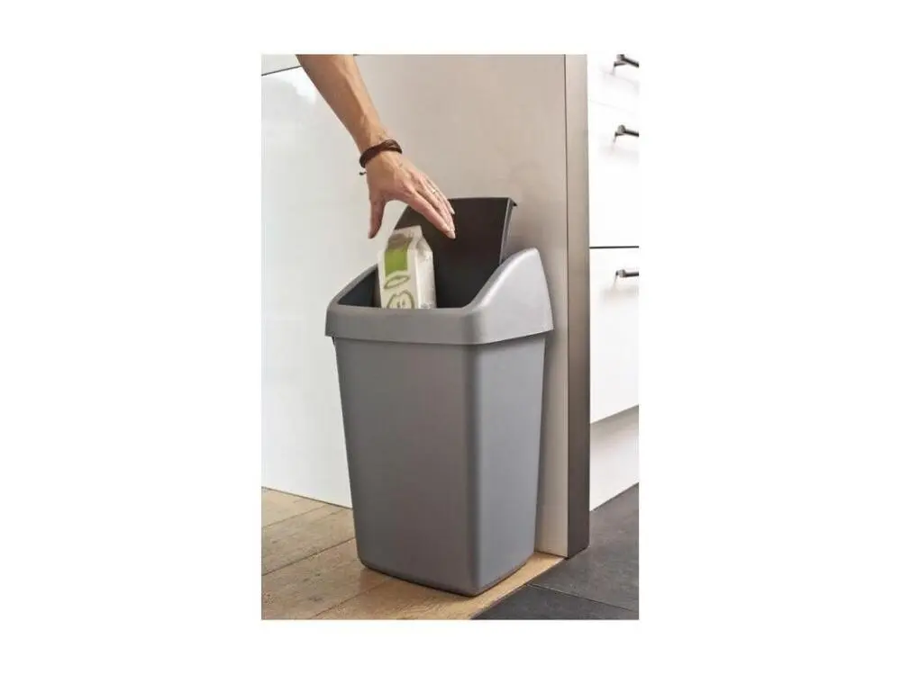 Poubelle grise avec couvercle basculant Delta 25 litres Lot de 50
