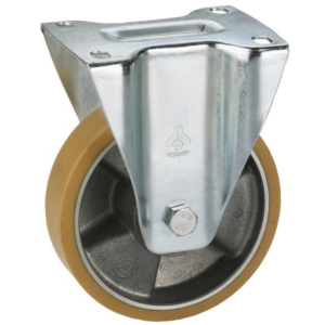 Roulette fixe Dörner + Helmer avec bande de roulement PU et jante en aluminium boîtier galvanisé 80x25 mm roulement à bill...