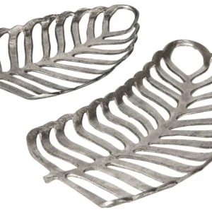 Set de 2 plateaux décoratifs feuille argenté AMNISOS