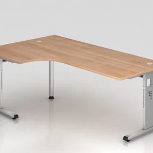 Table d'angle Hammerbacher pied C 200x120cm 90° noyer/argent forme d'angle 90° peut être montée à gauche...