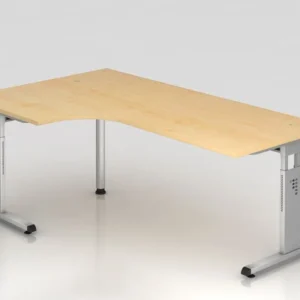 Table d'angle Hammerbacher pied C 200x120cm 90° érable/argent forme d'angle 90° peut être montée à gauch...