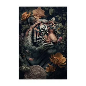 Tableau sur verre synthétique tigre dans la jungle 65x97 cm