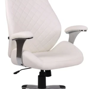 Trieur de factures Fauteuil de bureau dossier légèrement courbé réglable en hauteur et pivotant en VINYLE blanc 10_0002523