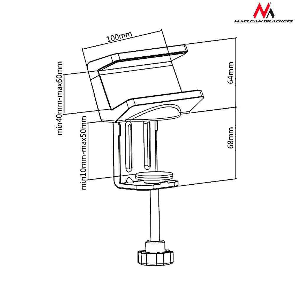 Professionnel Haute Définition Maclean Brackets MC-808 Support de bureau pour multiprise blanc