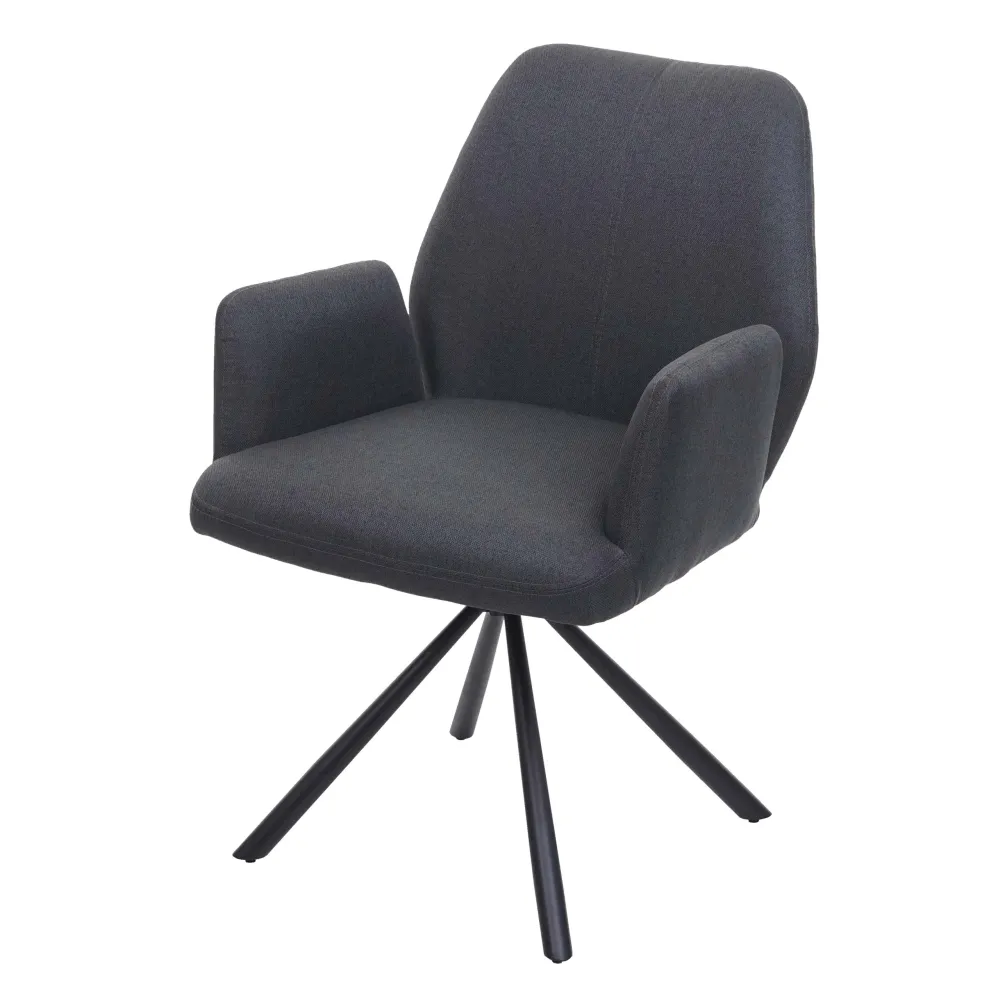 Chaise de salle à manger fauteuil de bureau en tissu gris foncé en acier design pivotant ancien et moderne 04_0002271