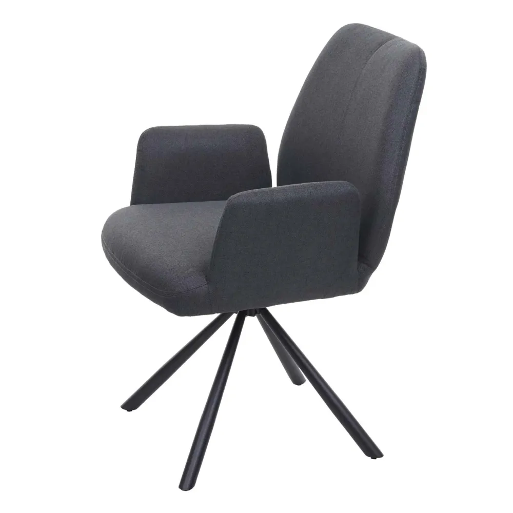 Chaise de salle à manger fauteuil de bureau en tissu gris foncé en acier design pivotant ancien et moderne 04_0002271