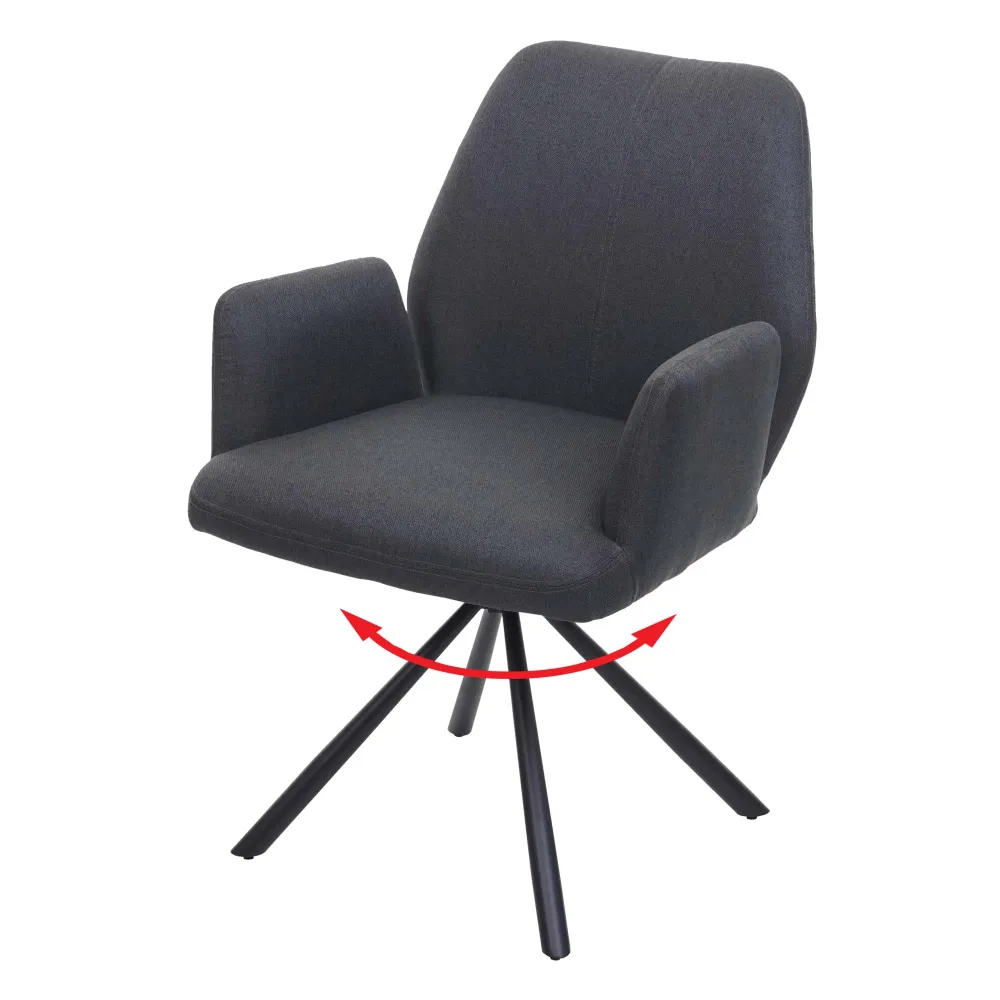 Chaise de salle à manger fauteuil de bureau en tissu gris foncé en acier design pivotant ancien et moderne 04_0002271