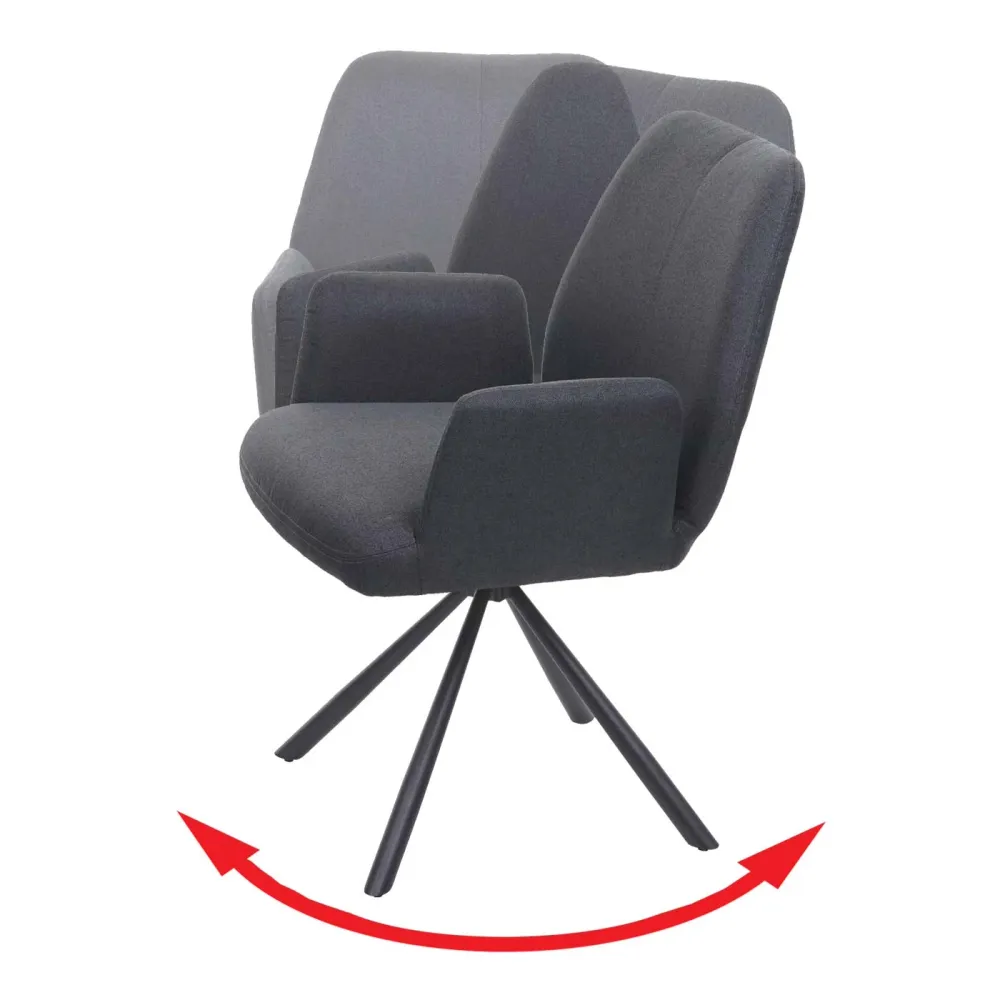 Chaise de salle à manger fauteuil de bureau en tissu gris foncé en acier design pivotant ancien et moderne 04_0002271