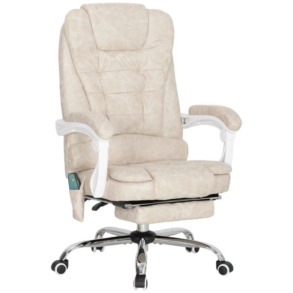 Fauteuil de bureau massant et chauffant, chaise de bureau ergonomique hauteur réglable, dossier inclinable, repose-pieds,...