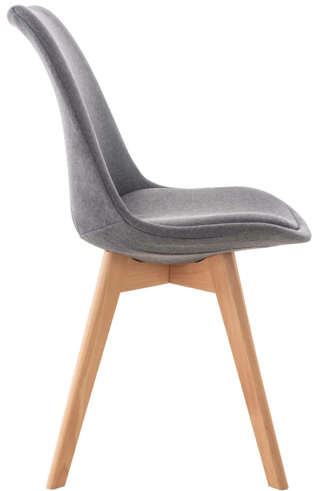Lot de 4 chaises de salle à manger cuisine bureau style scandinave en tissu gris pieds en bois 10_0000365