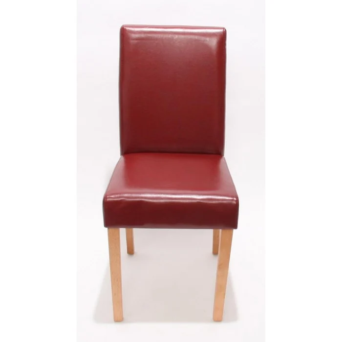 Lot de 2 chaises de salle à manger synthétique rouge pieds clairs CDS04043