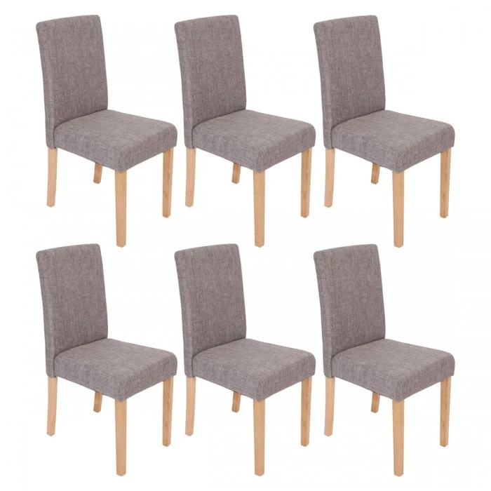 Lot de 6 chaises de salle à manger en tissu gris pieds clairs CDS04218