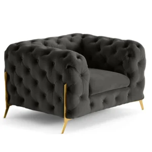 Camden - fauteuil chesterfield en velours - pieds en métal doré (Lot de 4)