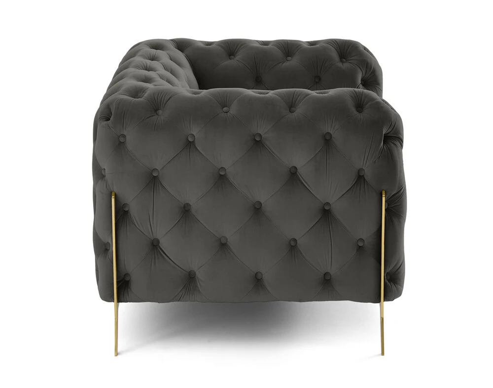 Camden - fauteuil chesterfield en velours - pieds en métal doré (Lot de 4)