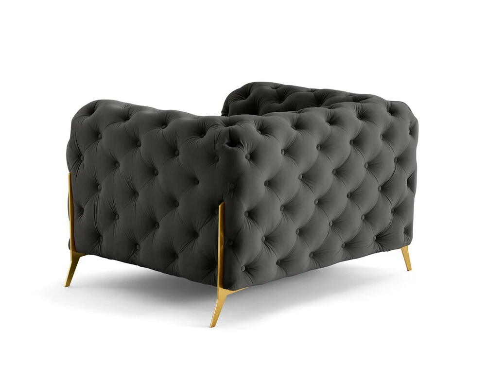 Camden - fauteuil chesterfield en velours - pieds en métal doré (Lot de 4)