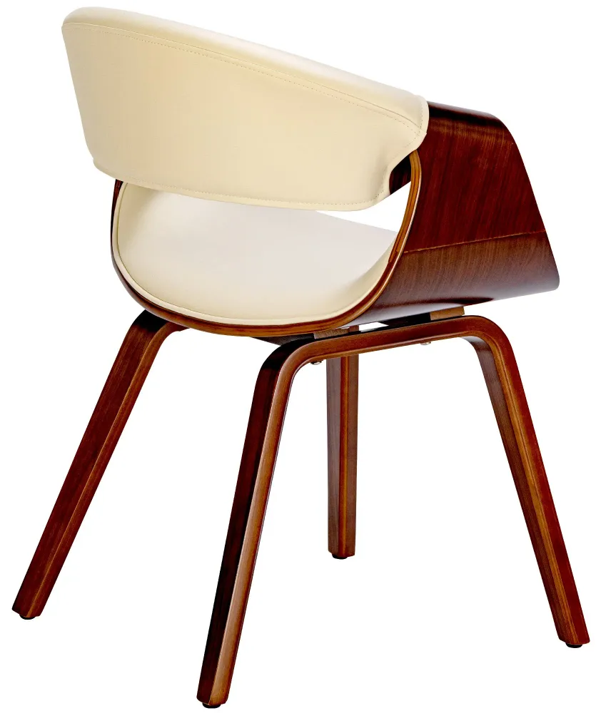Chaise de salle à manger fauteuil de bureau sans roulette assise en synthétique crème pieds en bois FAL101552 compatible a...