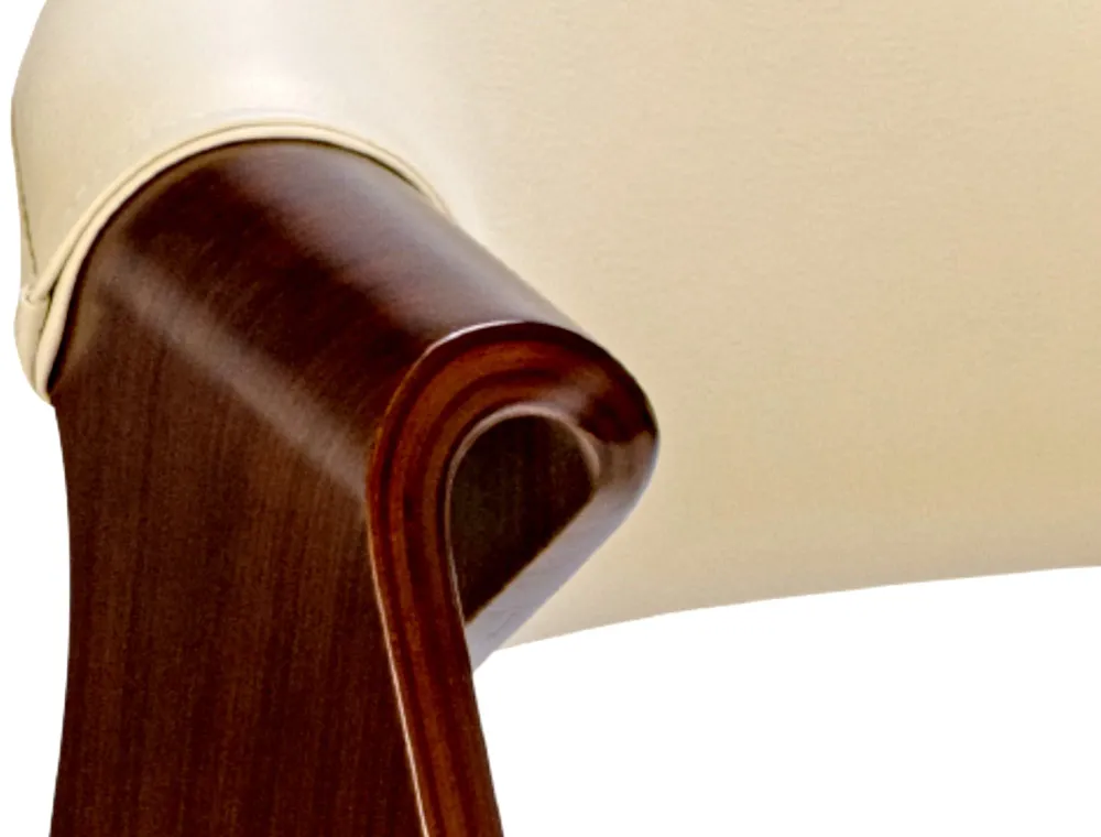Chaise de salle à manger fauteuil de bureau sans roulette assise en synthétique crème pieds en bois FAL101552 compatible a...