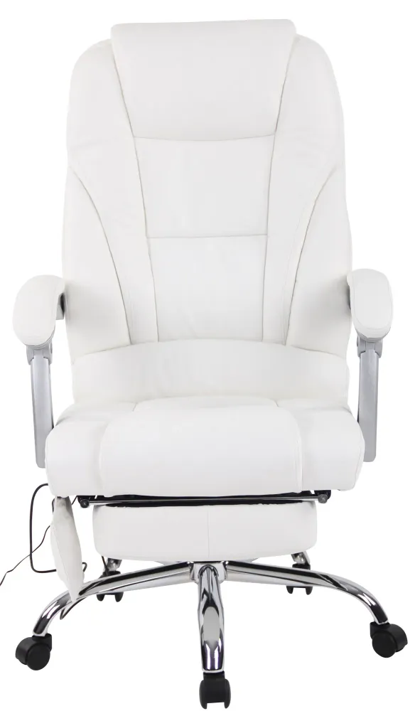 Coussin ergonomique pour Fauteuil de bureau avec fonction massage et repose-pieds ajustables en véritable cuir blanc 10_00...