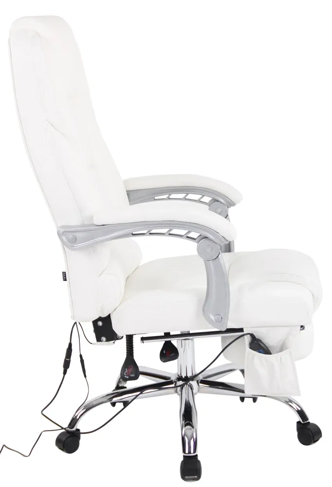 Coussin ergonomique pour Fauteuil de bureau avec fonction massage et repose-pieds ajustables en véritable cuir blanc 10_00...