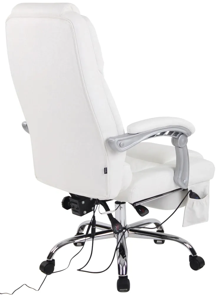 Coussin ergonomique pour Fauteuil de bureau avec fonction massage et repose-pieds ajustables en véritable cuir blanc 10_00...