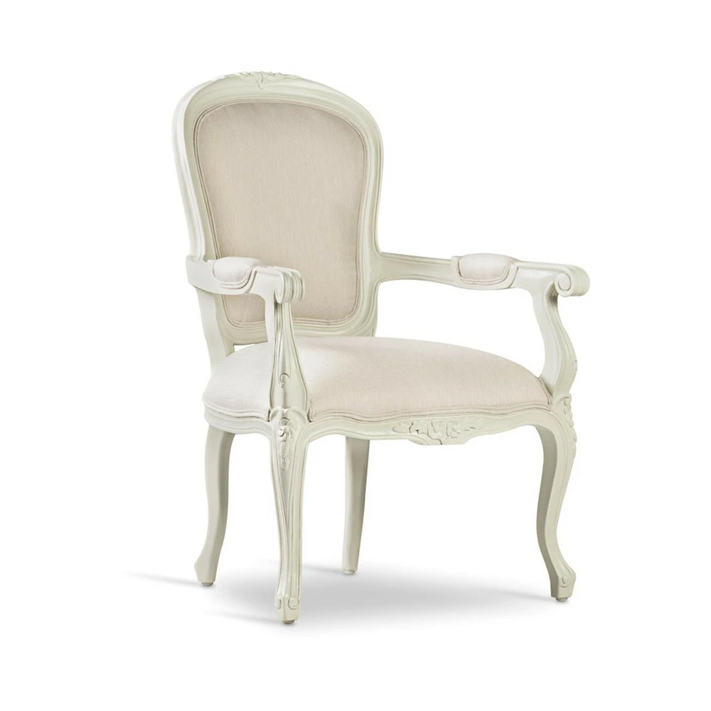 Fauteuil bois tissu synthétique blanc 66x60x96cm bois-polyester - helvinia décoration d'autrefois