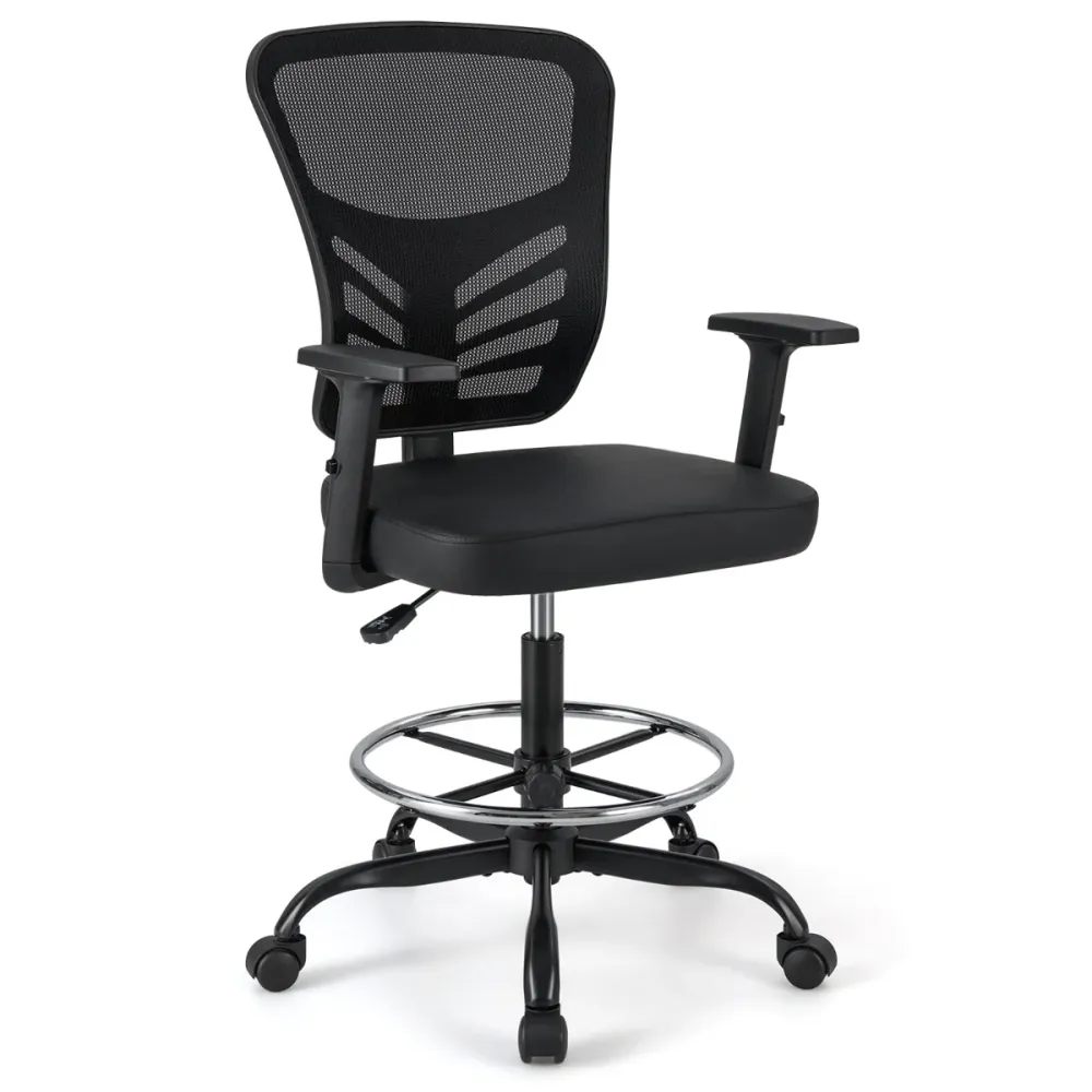 Fauteuil de bureau ergonomique 66 x 66 x 104-125 cm assise pivotante réglable en hauteur confort supérieur en cuir synthét...