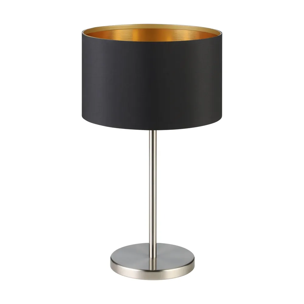 Lampe de table tissu noir MASERLO E27 1X60W avec 4 patins en caoutchouc