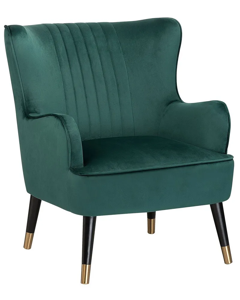 Oorfauteuil VARBERG Fluweel Smaragdgroen pour poste de travail réglable