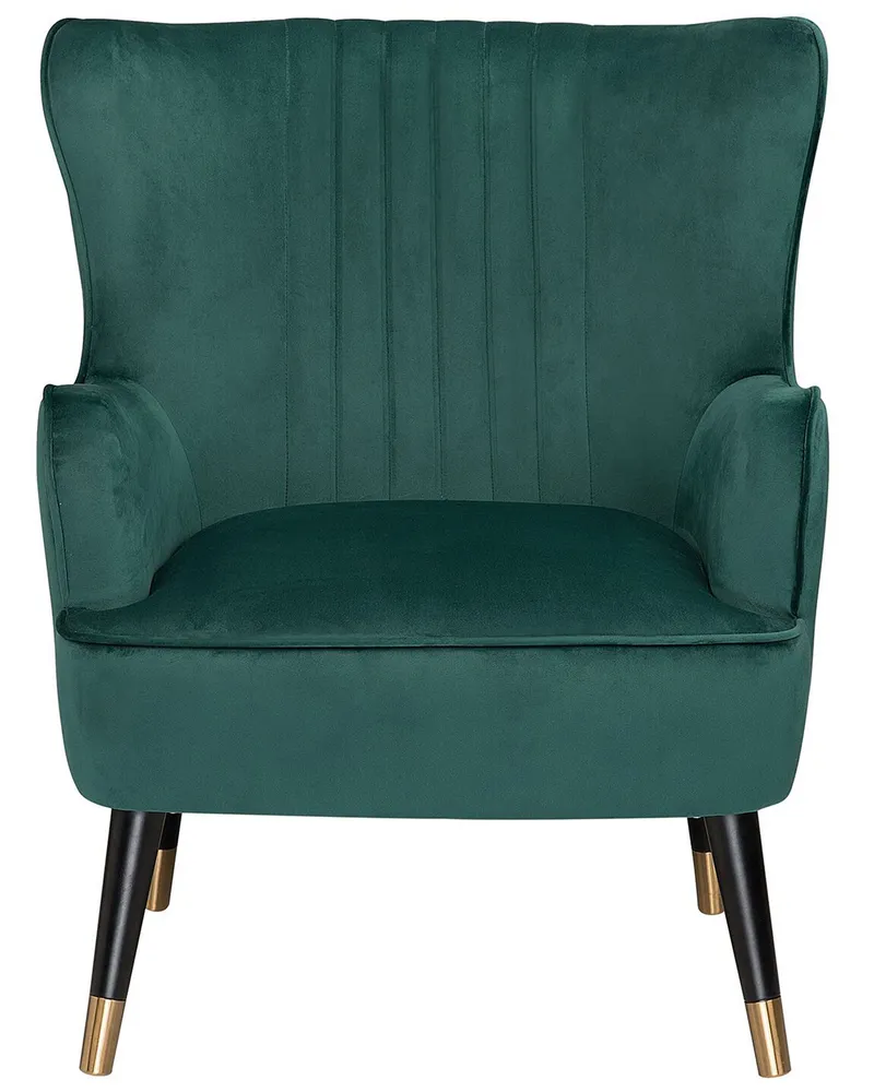Oorfauteuil VARBERG Fluweel Smaragdgroen pour poste de travail réglable