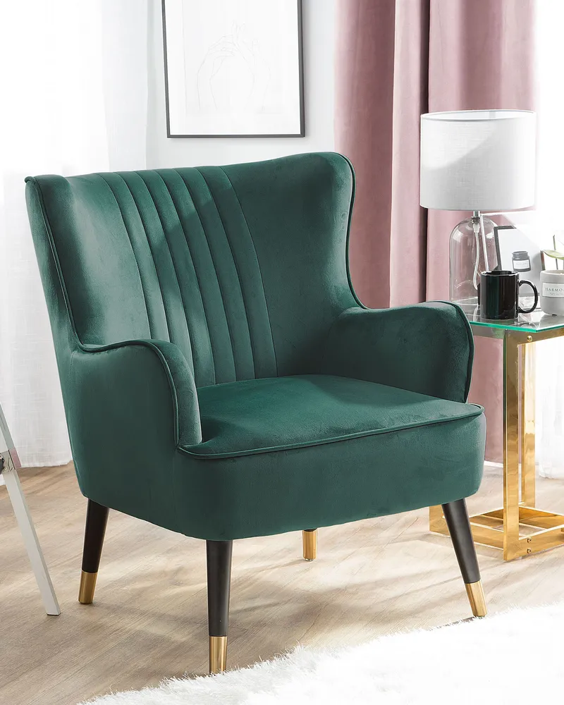Oorfauteuil VARBERG Fluweel Smaragdgroen pour poste de travail réglable