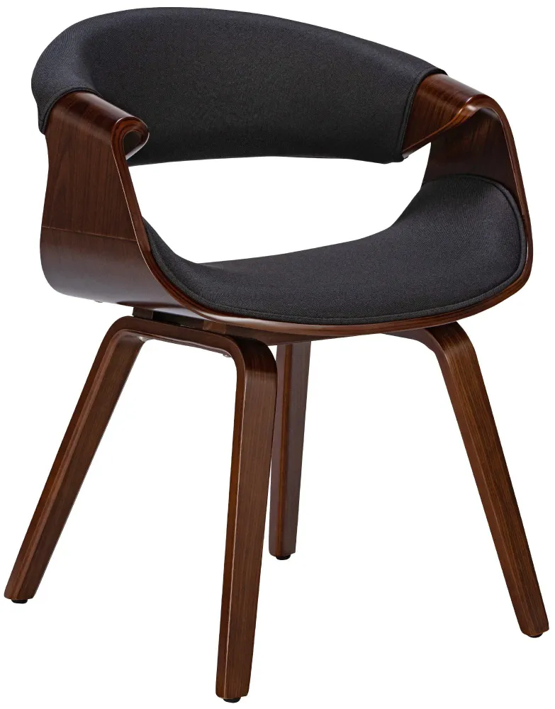 Organisateur de câbles Chaise de salle à manger fauteuil de bureau sans roulette assise en tissu noir pieds en bois FAL101549