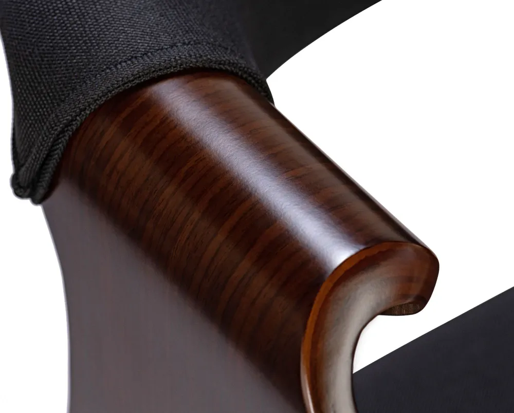 Organisateur de câbles Chaise de salle à manger fauteuil de bureau sans roulette assise en tissu noir pieds en bois FAL101549