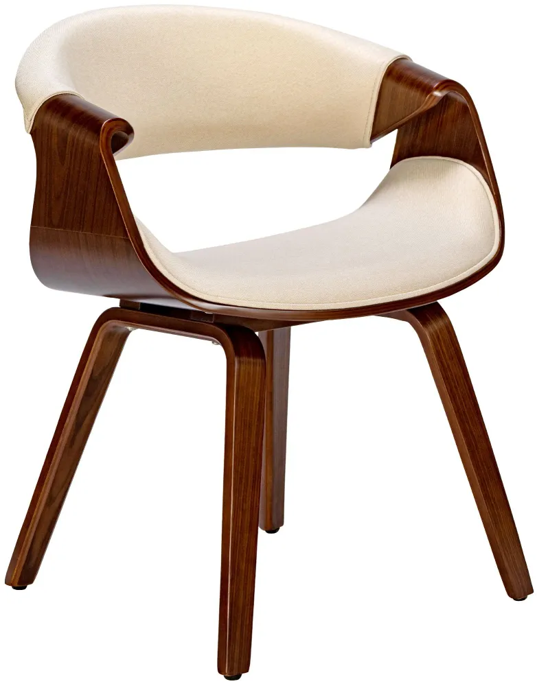 Professionnel Haute Qualité Chaise de salle à manger fauteuil de bureau sans roulette assise en tissu crème pieds en bois...