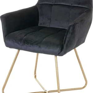 Professionnel Haute Qualité Chaise de salle à manger bureau fauteuio lounge design ancien en tissu velours noir pieds doré...
