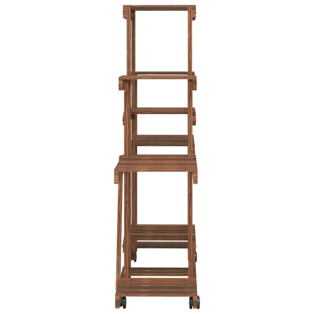 Support à fleurs meuble plante avec roues 110 x 25 x 101 cm bois massif de sapin marron 02_0045224 pour un espace de trava...