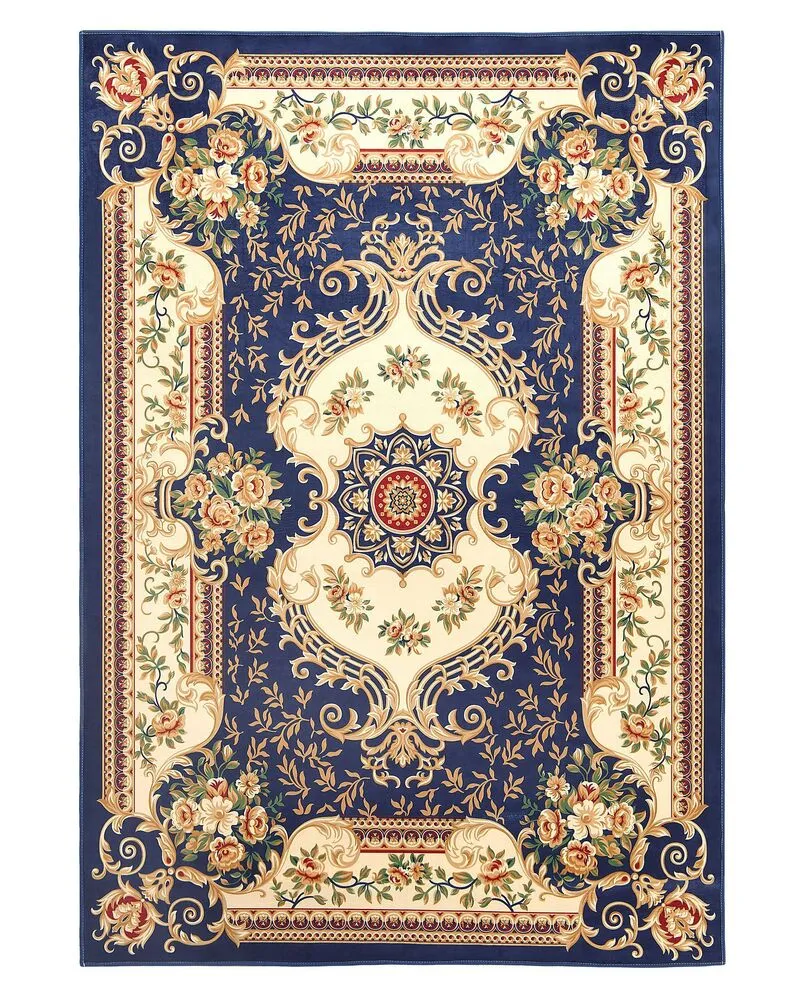 Vloerkleed rétro donkerblauw 140 x 200 cm GAZIANTEP