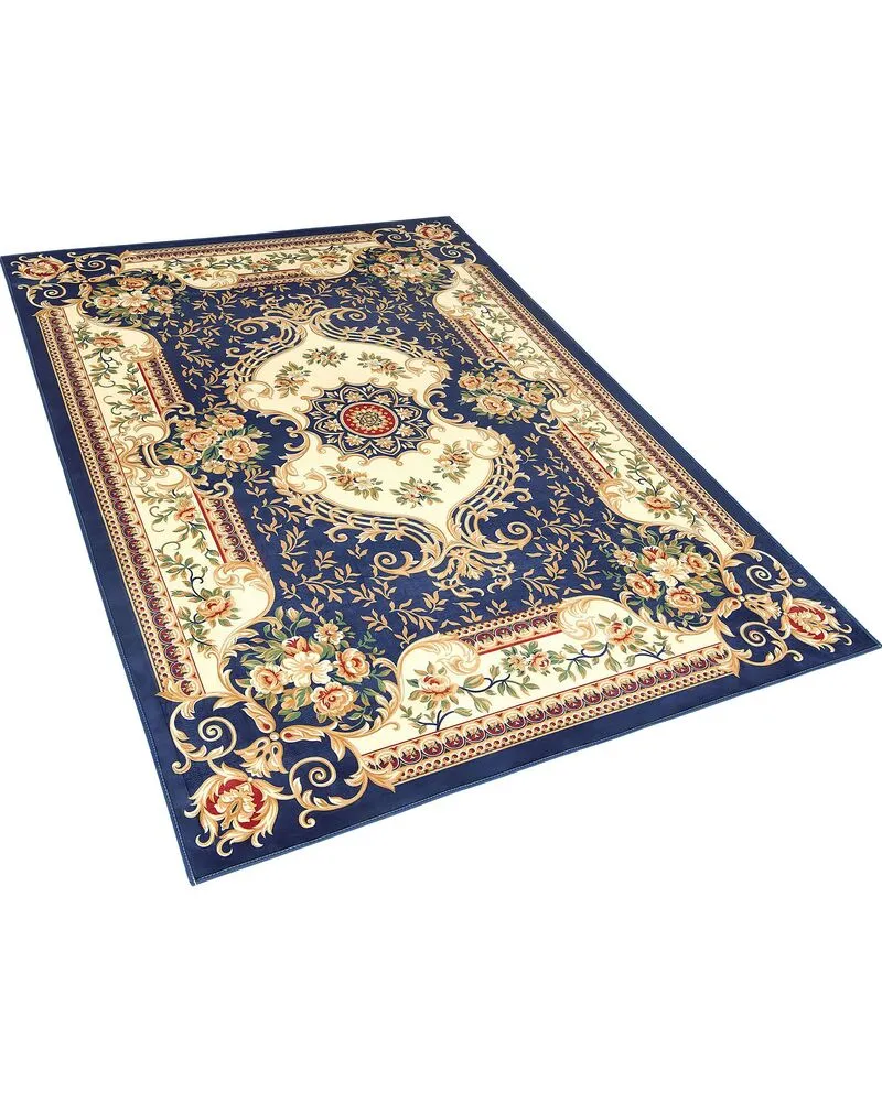 Vloerkleed rétro donkerblauw 140 x 200 cm GAZIANTEP