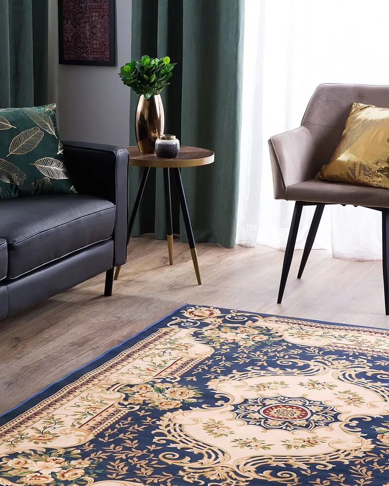Vloerkleed rétro donkerblauw 140 x 200 cm GAZIANTEP