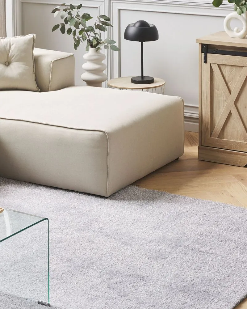 Vloerkleed tissu synthétique lichtgrijs 140 x 200 cm DEMRE
