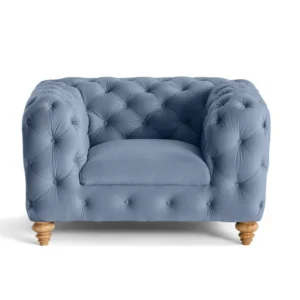 Walter - fauteuil chesterfield en velours - pieds bois - Conforme aux Normes de Sécurité