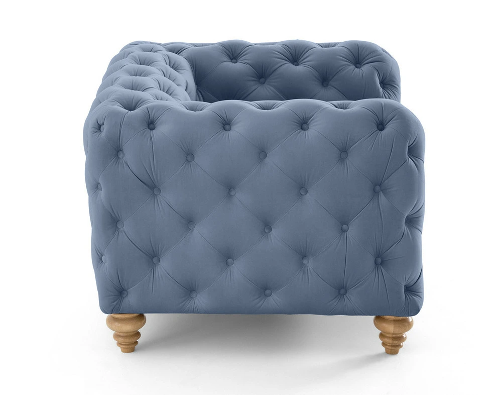 Walter - fauteuil chesterfield en velours - pieds bois - Conforme aux Normes de Sécurité