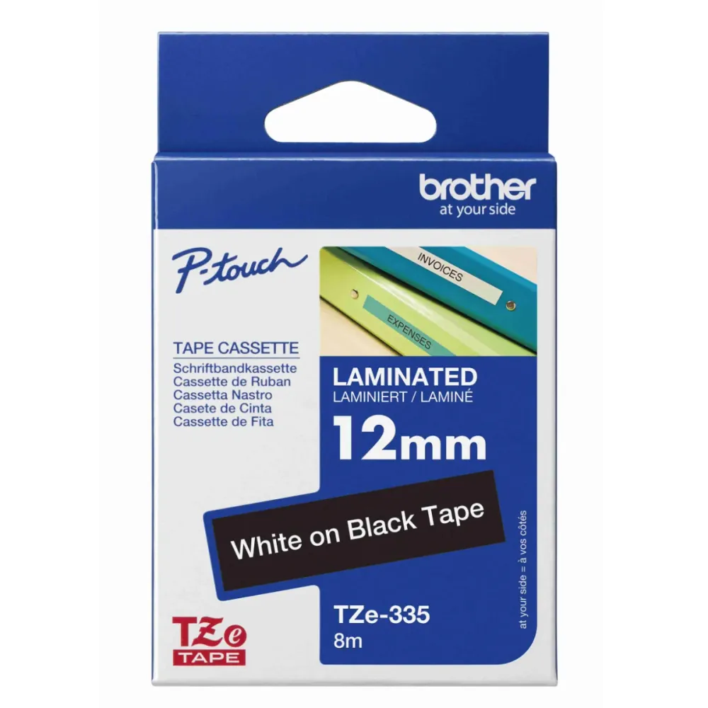 BROTHER TZe-335 Original Ruban Laminé Noir avec Texte Blanc (TZE335G)