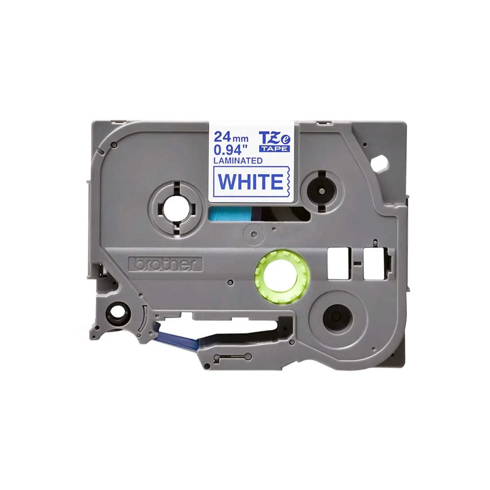 Brother - Cassette à ruban TZe-253 pour étiqueteuse Brother | 24mm x 8m | Bleu sur Blanc - TZE253