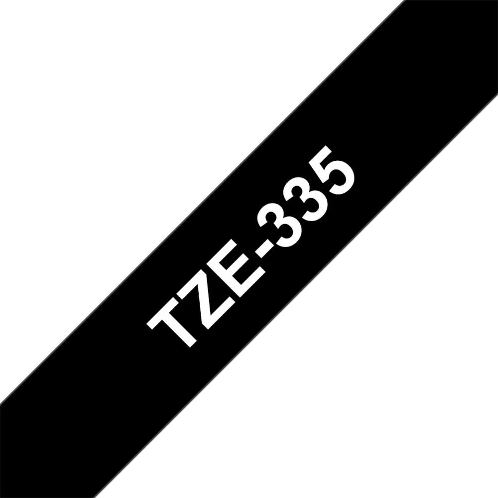 Brother - Cassette à ruban TZe-335 pour étiqueteuse Brother | 12mm x 8m | Blanc sur Noir - TZE335