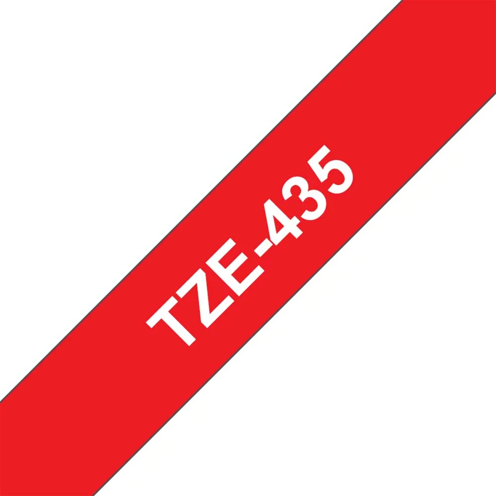 Brother - Cassette à ruban TZe-435 pour étiqueteuse Brother | 12mm x 8m | Blanc sur Rouge - TZE435