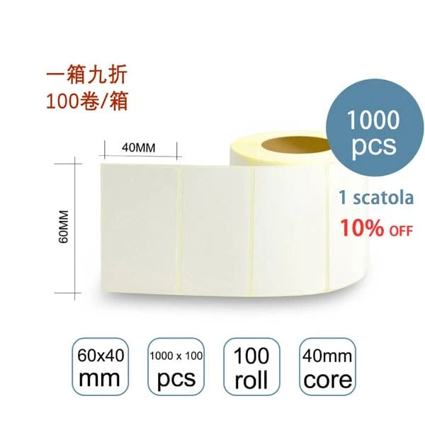 CARTA ADESIVE MISURA:60*40MM 1000PZ/ROLL