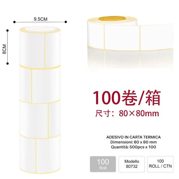 CARTA ADESIVE MISURA:80*80MM 100/ROLL