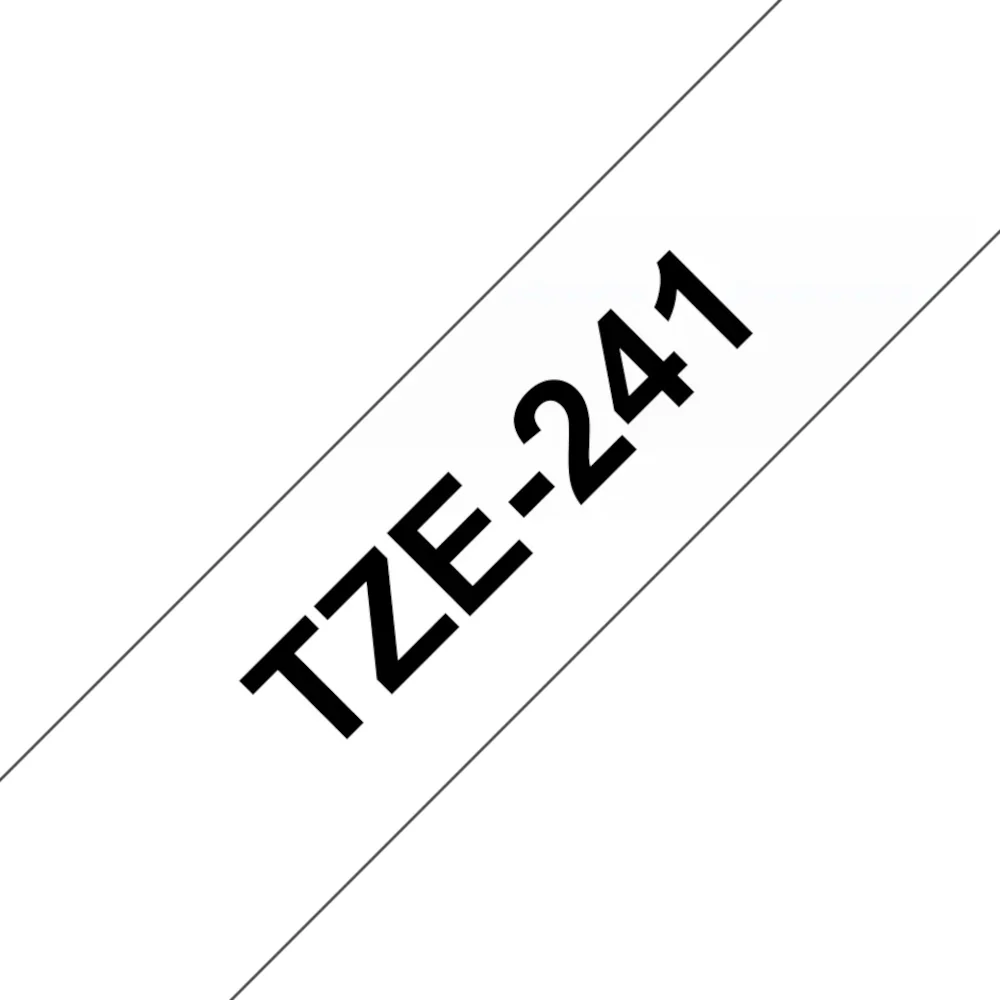 Cassette originale à ruban pour étiqueteuse Brother 18mm noir sur blanc - TZe-241