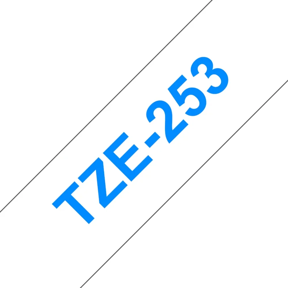 Cassette originale à ruban pour étiqueteuse Brother 24mm bleu sur blanc - TZe-253