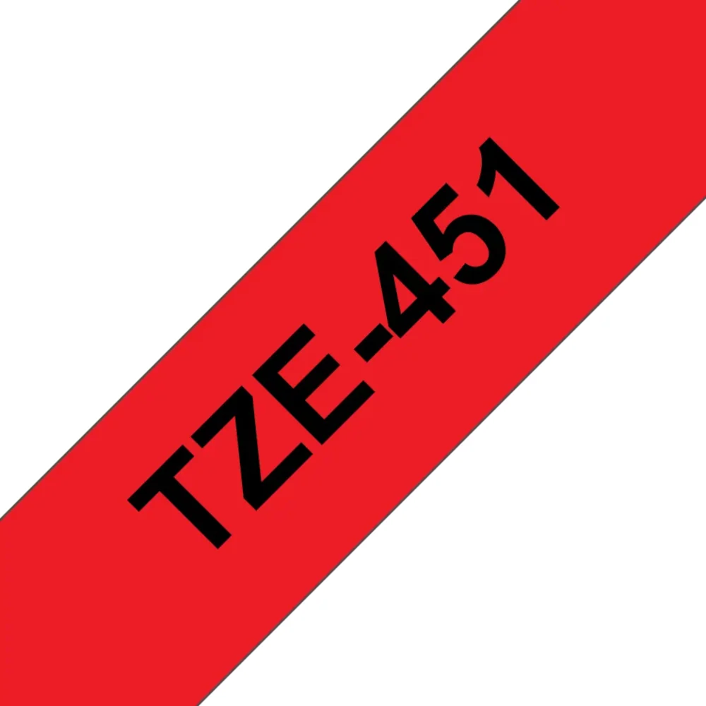 Cassette originale à ruban pour étiqueteuse Brother 24mm noir sur rouge - TZe-451